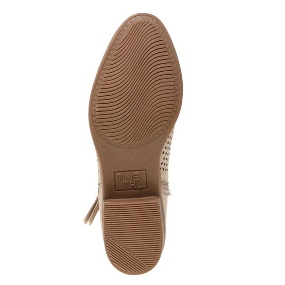 Time And Tru Size 9 Booties Perforated Taupe Low-Heel Memory Foam Side Zip Boots - Picture 5 of 5
